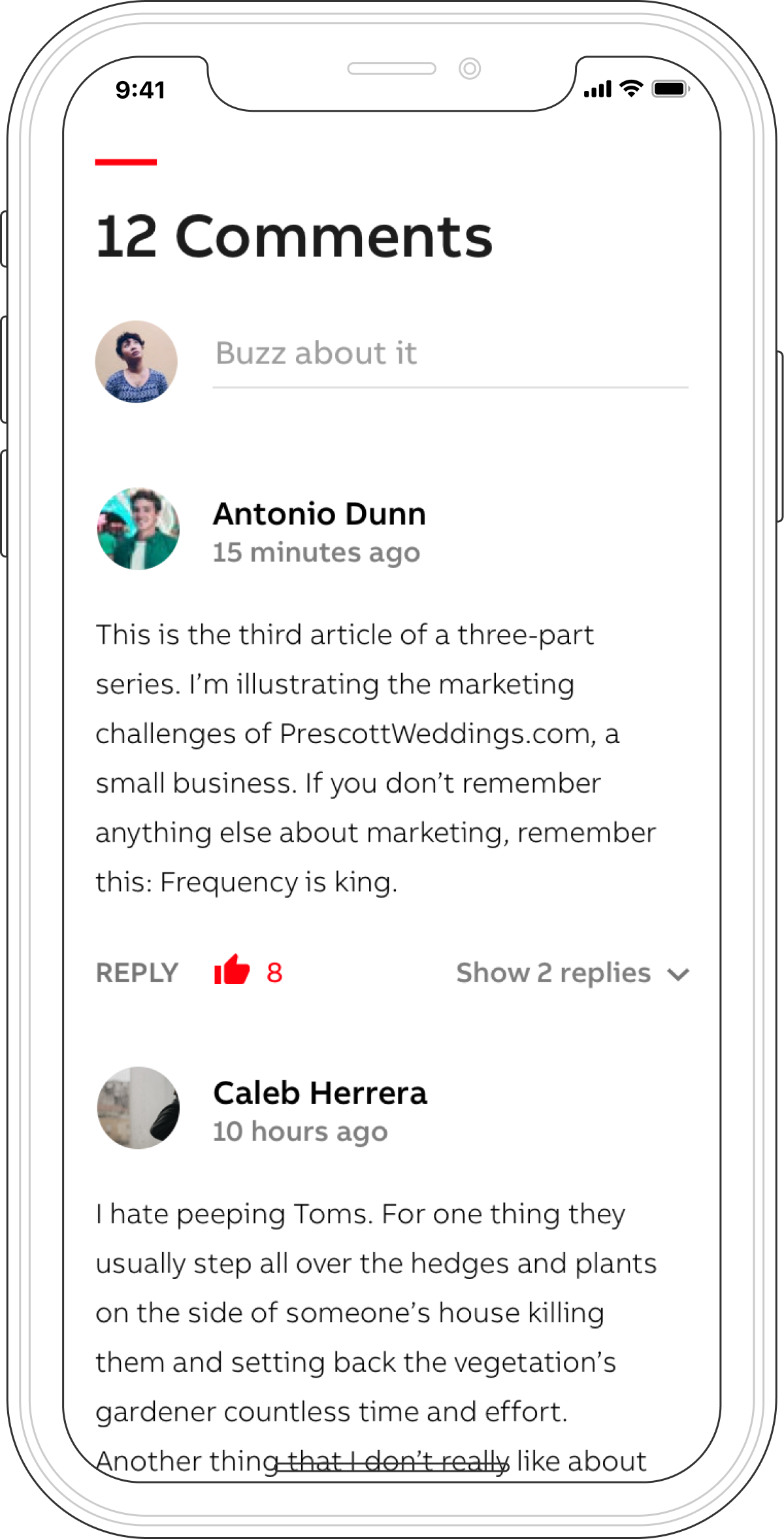 Project the commenting app cover